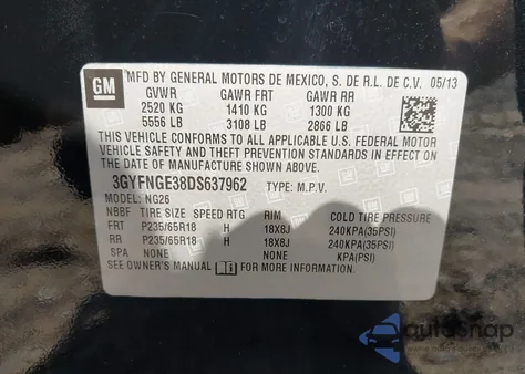 2013 Cadillac Srx Luxury Collection from USA, damaged, VIN 3GYFNGE38DS637962